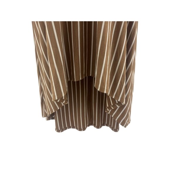 Caato Tan White Striped V-Neck High-Low Maxi Dress w/Pockets Size 22/24W 3X Plus - Picture 4 of 9